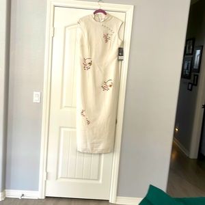 Asian inspired, size 12, new with tags, off white, lined, sleeveless dress